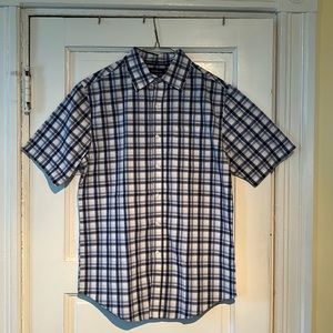 Croft & Borrow Men’s Plaid Collared Button Up T-Shirt Size Small
